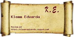 Klemm Edvarda névjegykártya
